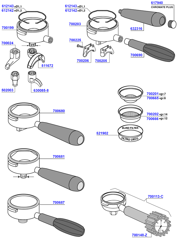 Cimbali - Portafilters and filter baskets 1