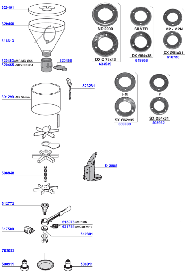 Faema - Hopper and doser parts