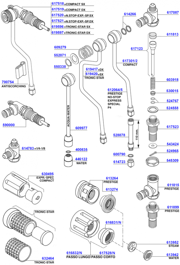 Faema - Steam and hot water valves