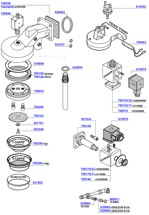Gaggia - Group head solenoid operated