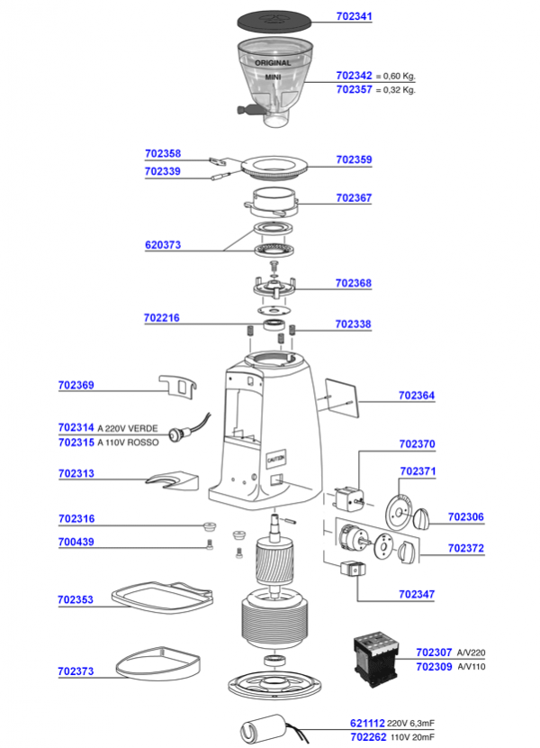 Mazzer - Mini main parts