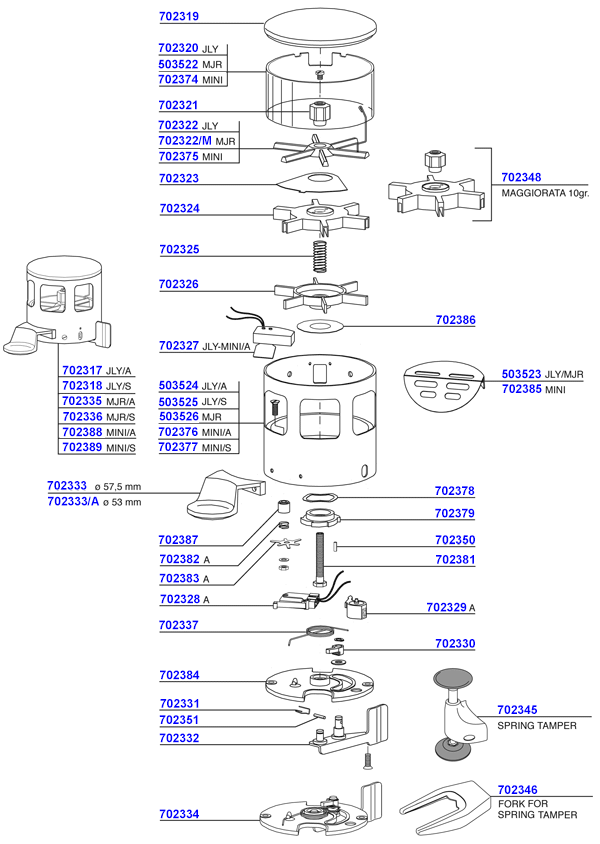 Manual dosage chamber parts