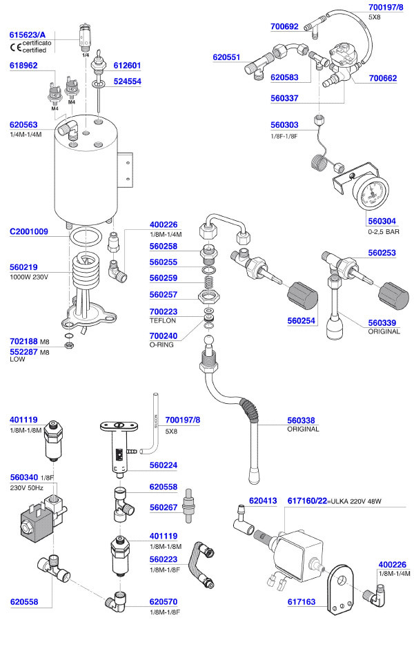 Profitec - PRO 300 Steam Valve & Boiler Components Profitec - PRO 300 Steam Valve & Boiler Components