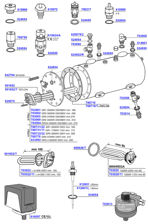 Wega - Elements and boiler components