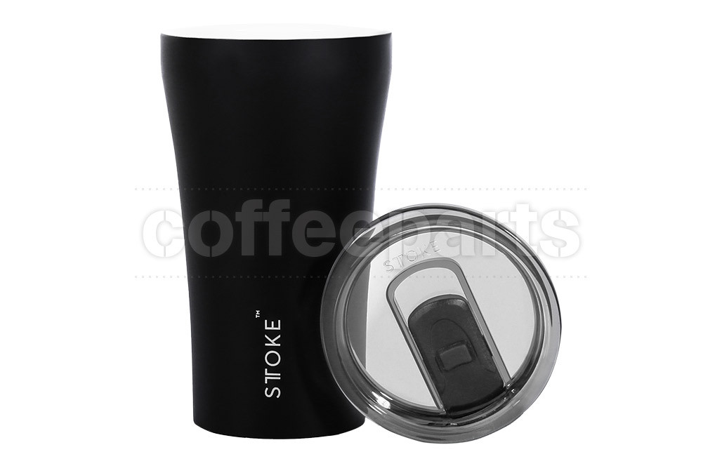Sttoke 12oz Black Ceramic Reusable Coffee Cup