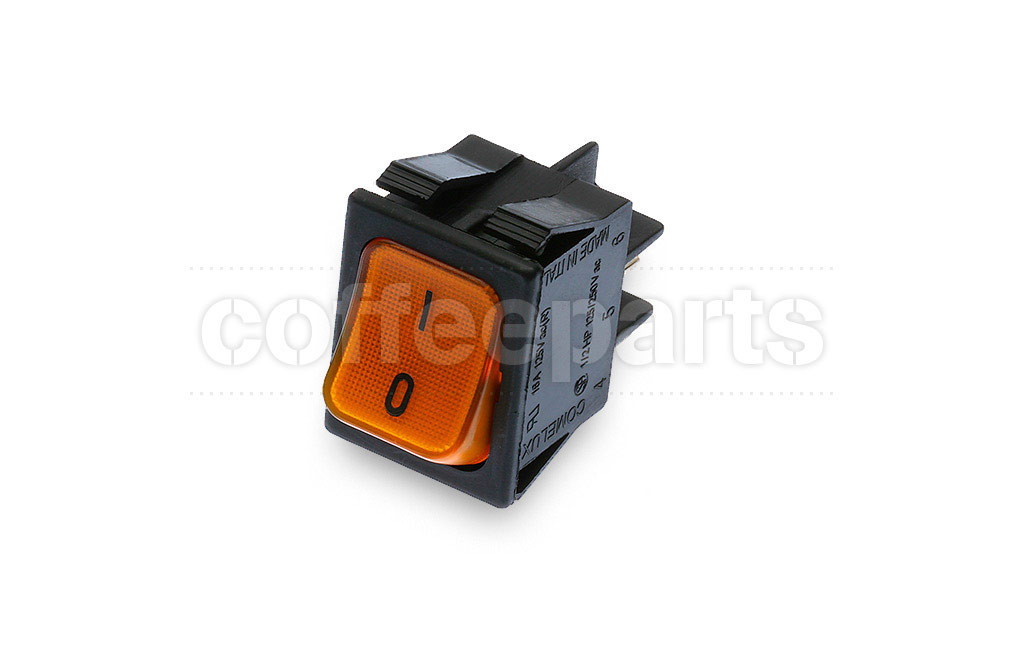 Orange 2-pole luminous switch