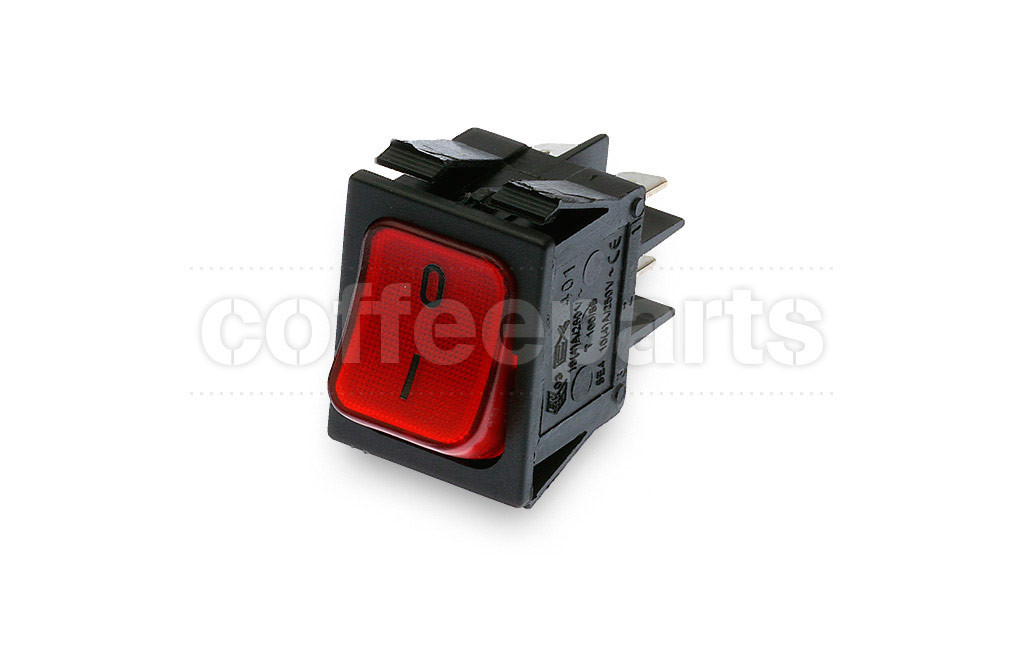 Red 2-pole luminous switch
