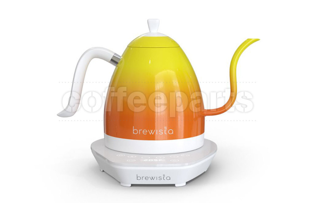 Brewista Artisan Electric Gooseneck Kettle in Candy Orange. Stylish electric gooseneck kettle for precise brewing.