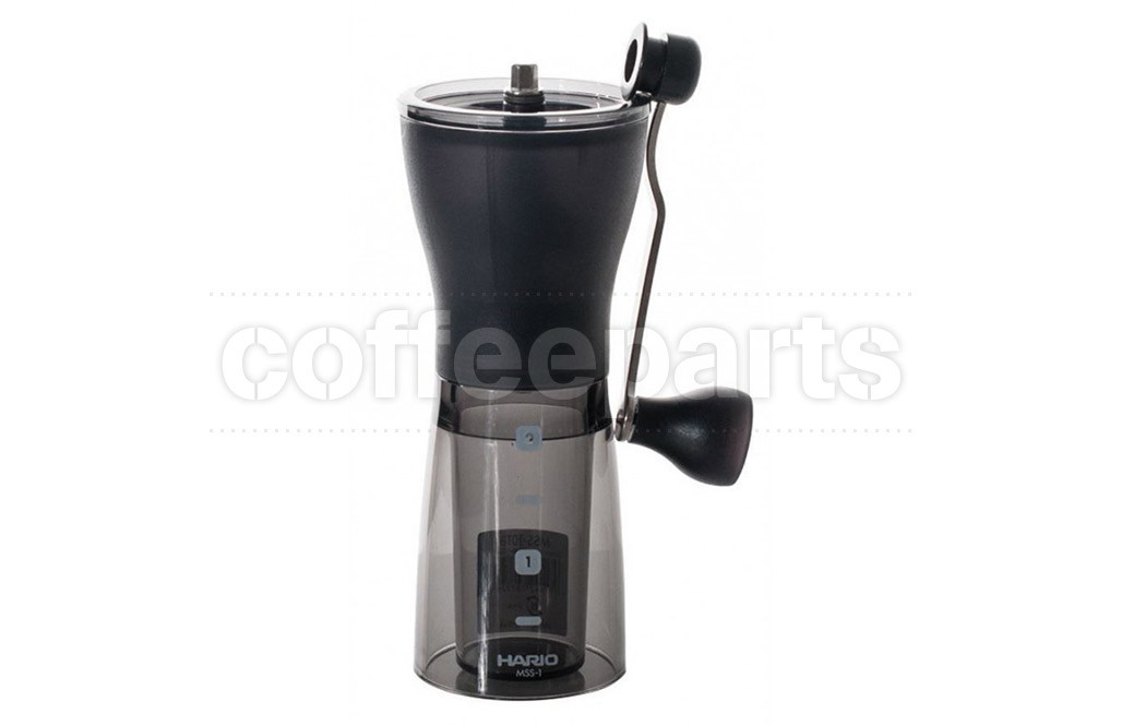 Hario Mini Mill Plus Travel Hand Coffee Grinder : Transparent Black