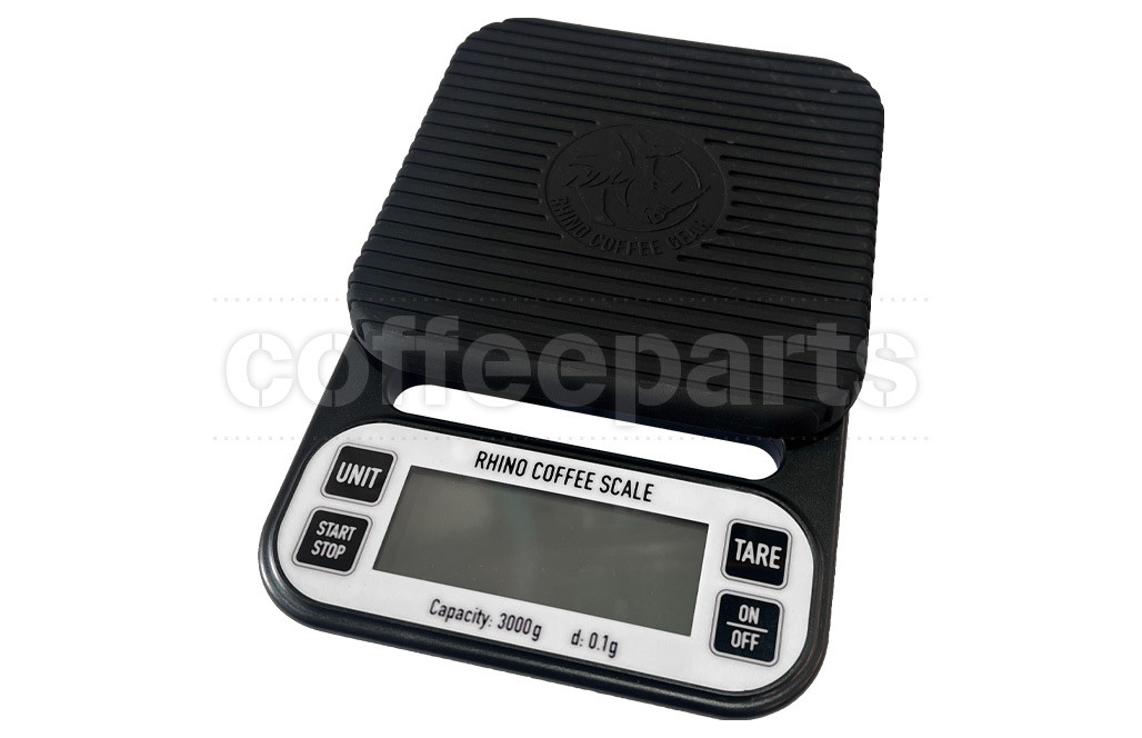 Rhino Coffee Gear Coffee Scale designed for espresso brewing. 