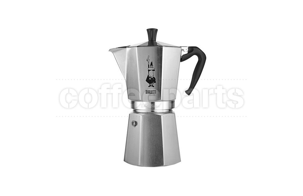 Bialetti 18 Cup Moka Express Coffee Maker, sleek metal design.