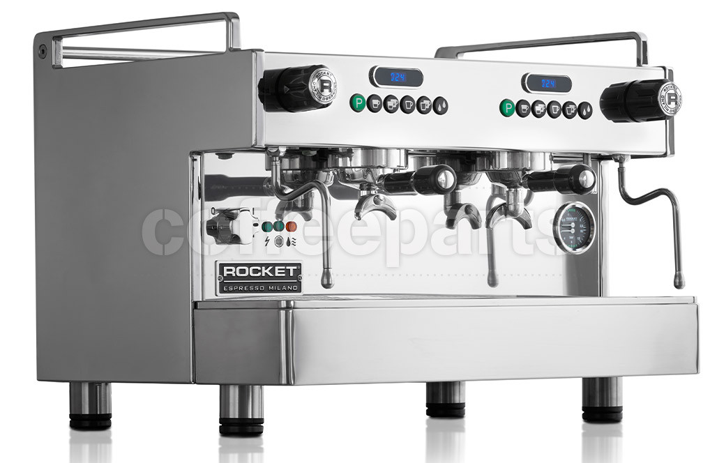 Rocket Boxer 2-Group Commercial Coffee Machine with shot timer