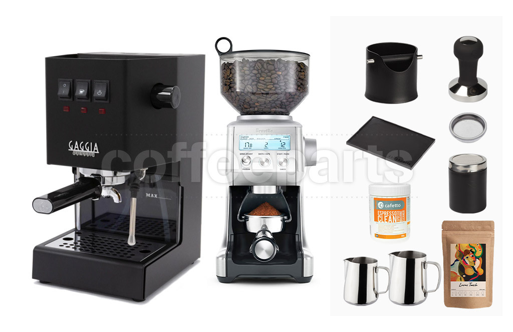 Gaggia Classic: Black & Breville Smart Grinder Machine Package 