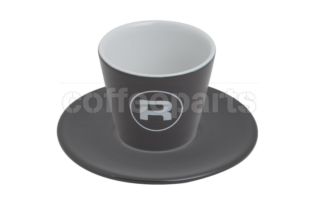 Rocket 180ml Porta Via Charcoal Grey Coffee Cups (6 Cups/Saucers)