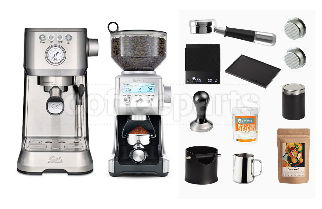 Solis & Breville Home Barista Machine Package: Silver