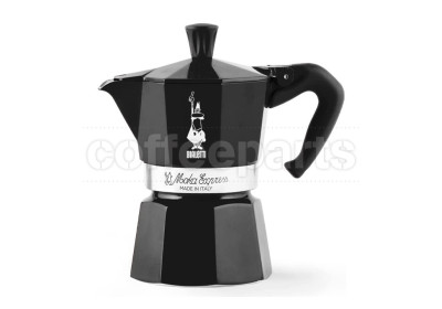 Compact Bialetti 3 Cup Moka Express, stylish black finish