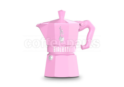 Bialetti 3 Cup Moka Exclusive: Elegant pink coffee maker design.