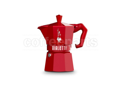 Stylish red Bialetti 3 Cup Moka Exclusive coffee pot.