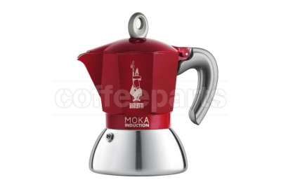 Bialetti 2 Cup Moka Induction Coffee Maker: Red with stylish design.