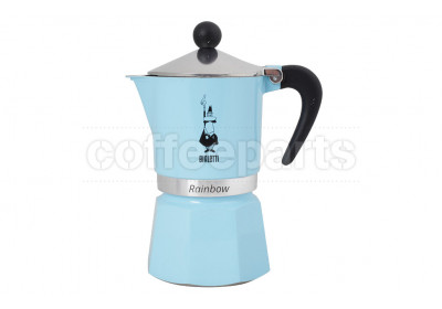 Bialetti 3 Cup Moka Rainbow Coffee Maker: Light Blue
