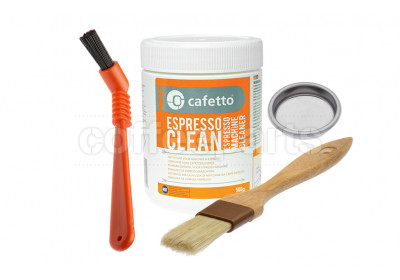 Essential Cleaning Kit inc Cafetto 500g, Blind Filter, Brushes