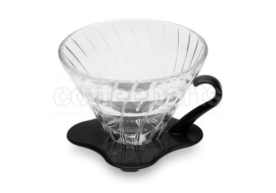 Hario 6-Cup V60 03 Glass with Black Handle Coffee Dripper