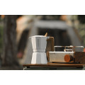 Stylish MHW Double Valve Moka Pot 180ml White brewing coffee in a camping.
