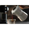 Stylish MHW Double Valve Moka Pot 180ml White brewing coffee.