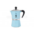 Bialetti 3 Cup Moka Rainbow Coffee Maker: Light Blue