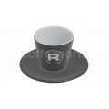 Rocket 180ml Porta Via Charcoal Grey Coffee Cups (6 Cups/Saucers)
